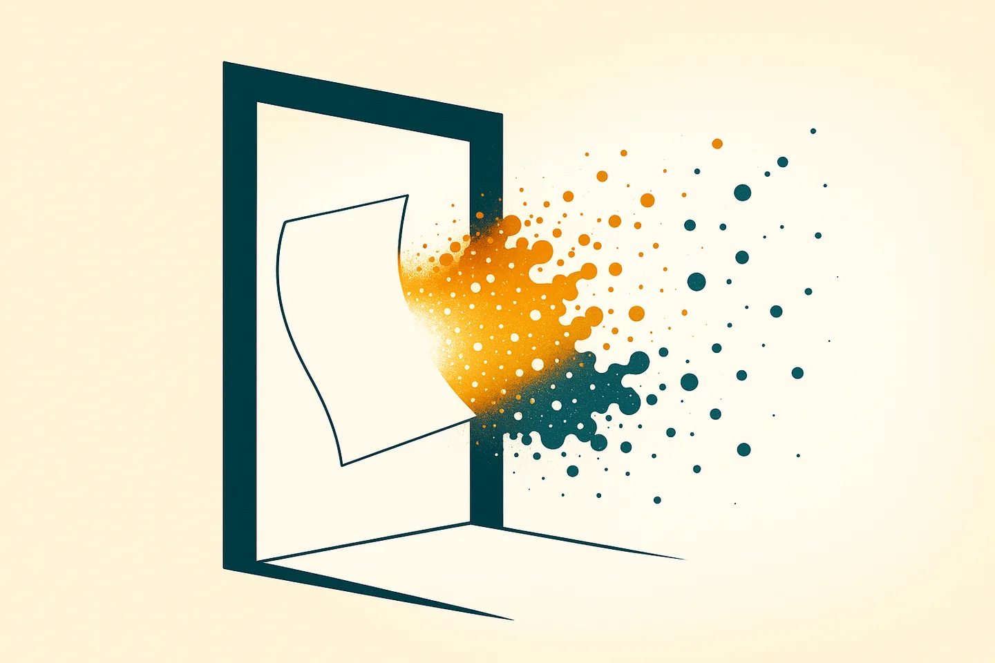 A single sheet of paper dissolving into light as it passes through an aperture, leaving no trace.