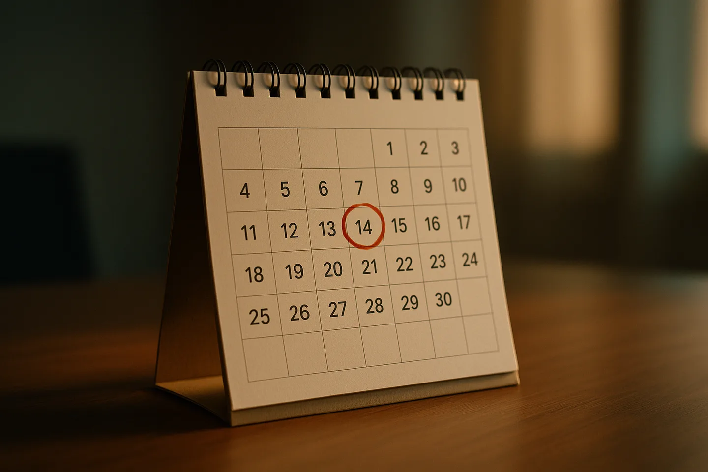 A minimalist desk calendar with a single date circled boldly in red marker.